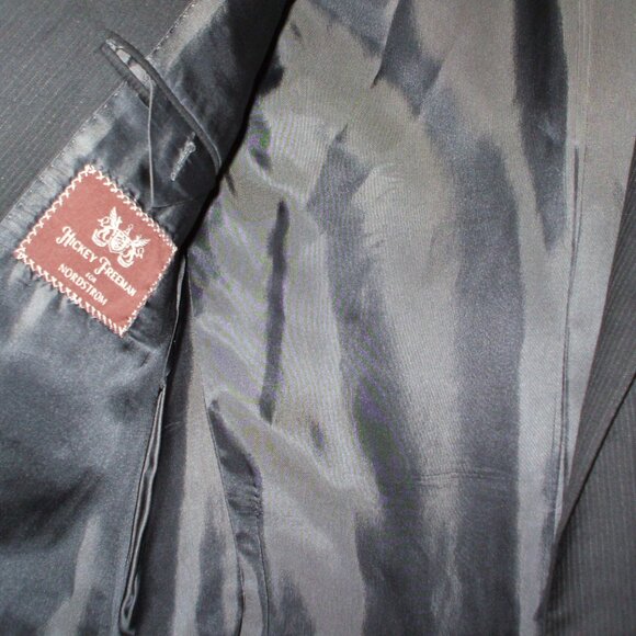 Loro Piana by Hickey Freeman Black Worsted Wool striped blazer - Size 44L - Picture 5 of 5